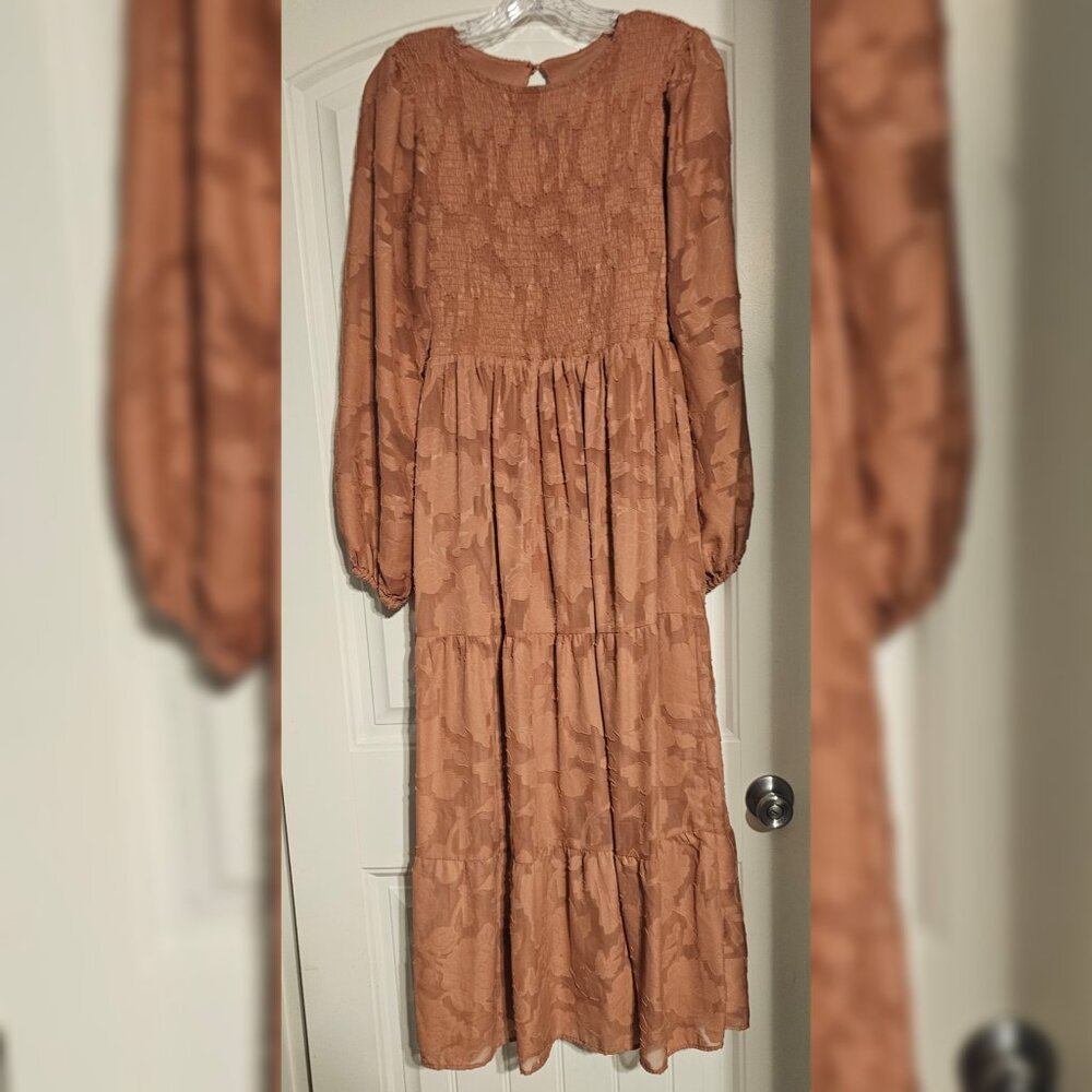 Mitilly Women's Textured Maxi Dress with Pockets